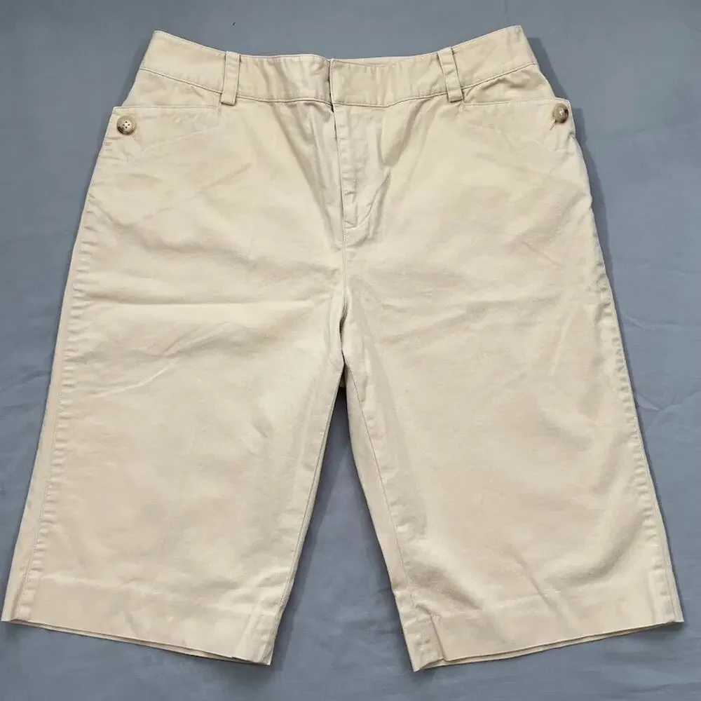 Lauren Ralph Lauren Size 8 Petite Khaki Chinos Skimmers Bermuda Shorts Casual